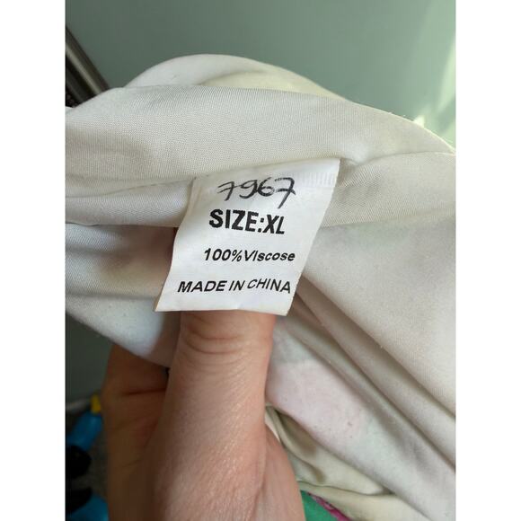 Floral Rose Print Green Viscose Maxi Dress Long Sleeve Boho Caftan XL - Picture 6 of 7